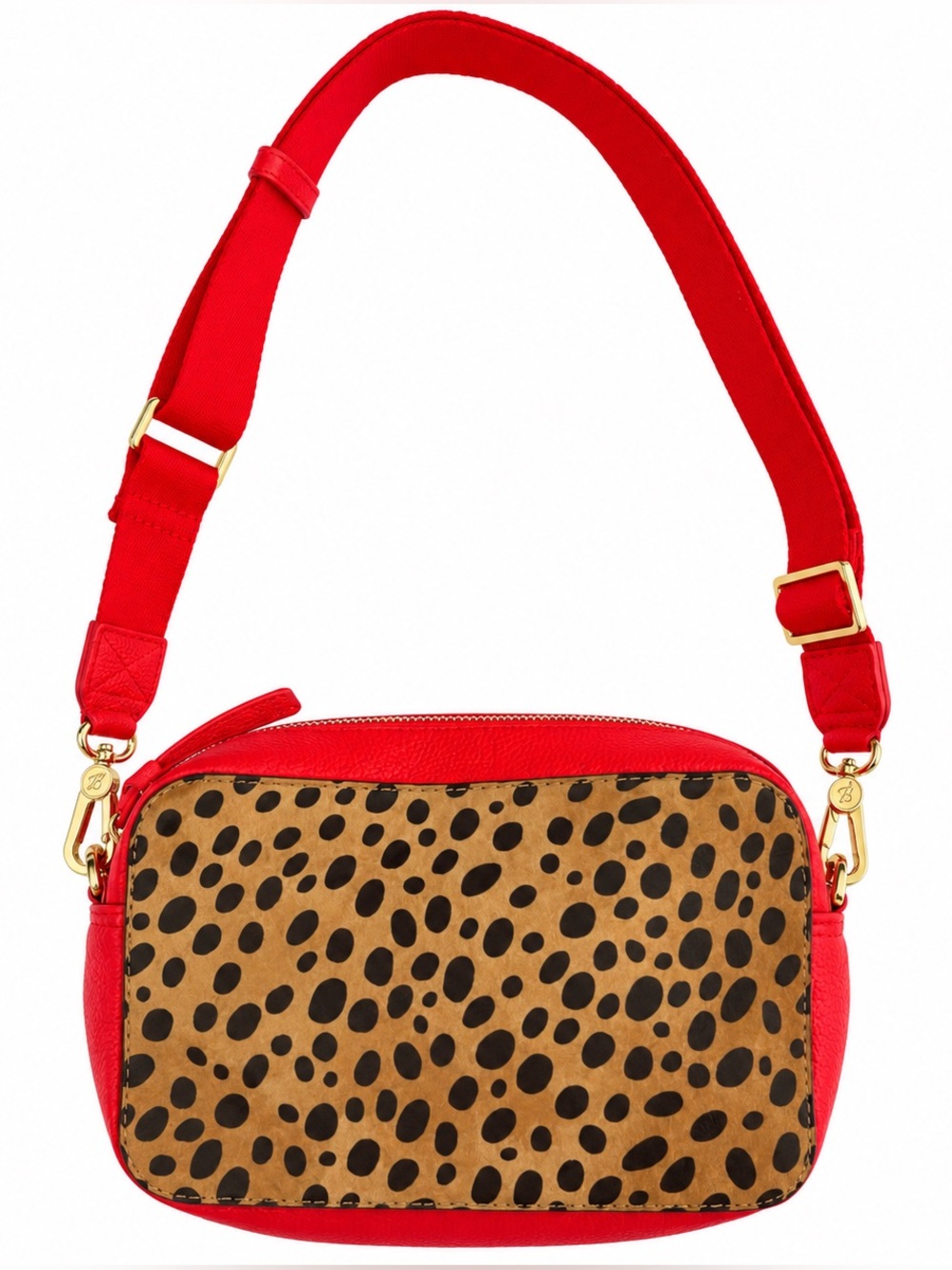 Boden Lyon Red Leather Leopard Suede Crossbody Bag